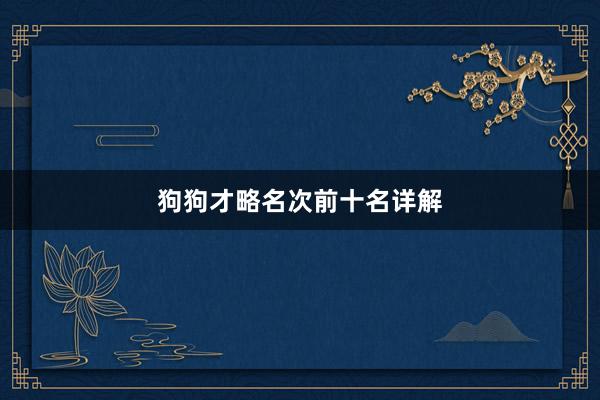 狗狗才略名次前十名详解